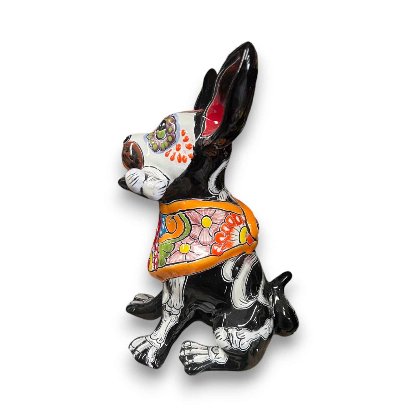 Talavera Chihuahua Holding Bone | Day of the Dead Dog Figurine